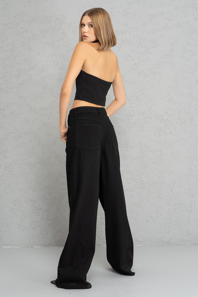 Black High-Waist Wide-Leg Pants