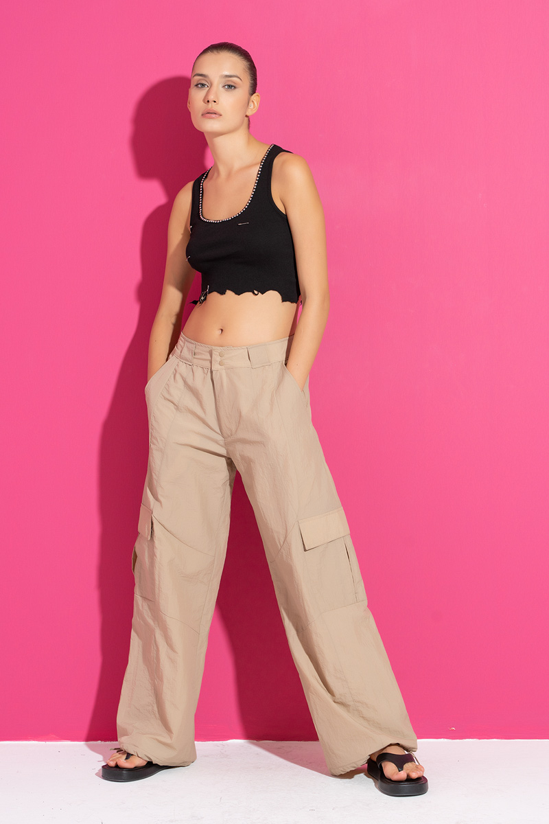 Beige Kargo Pantolon