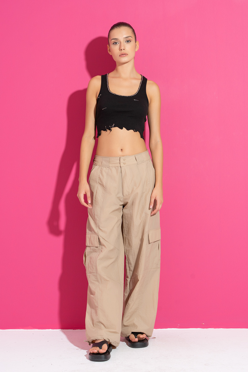 Beige Kargo Pantolon