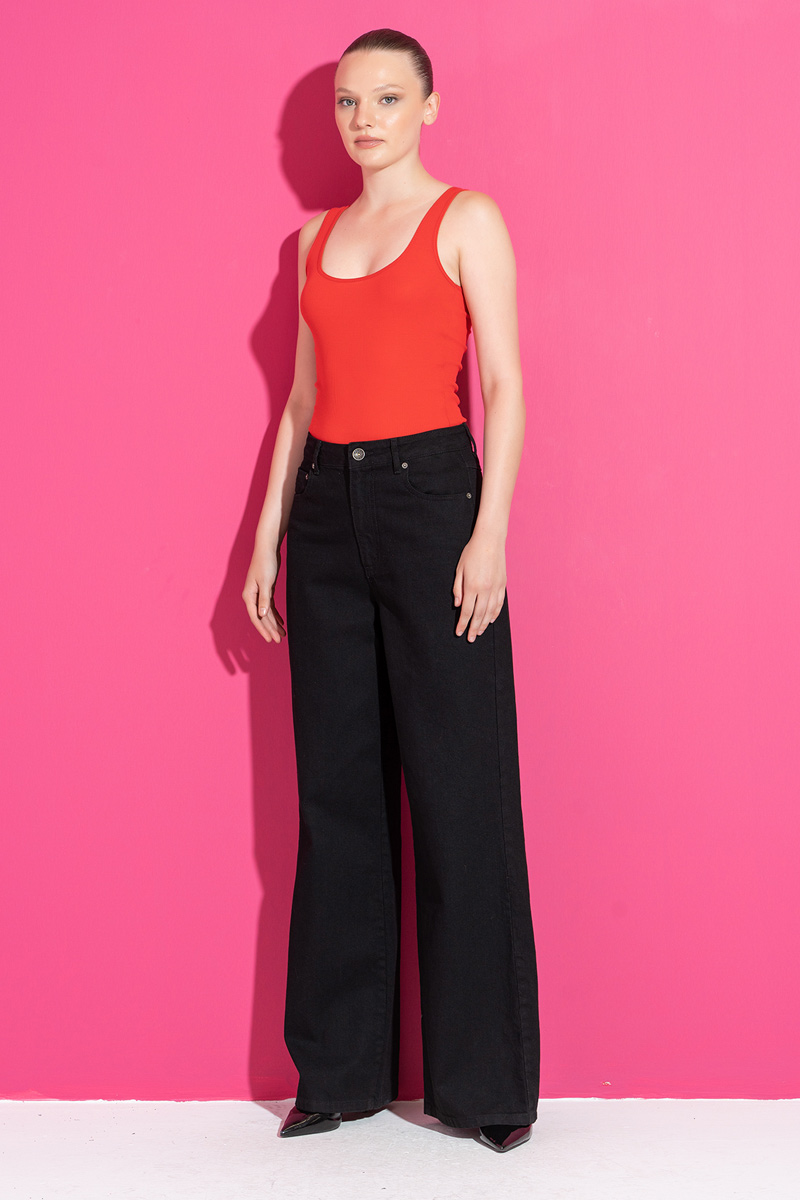 Round Neck Sleeveless Red Blouse