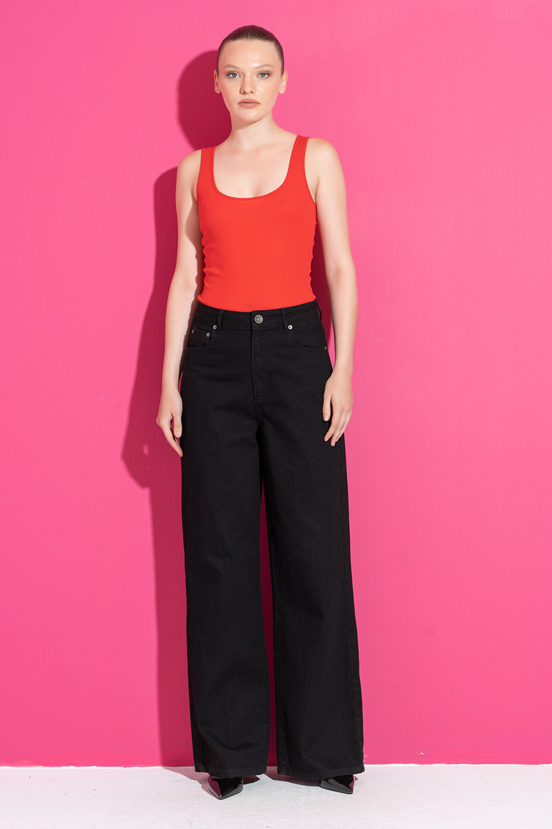 Round Neck Sleeveless Red Blouse