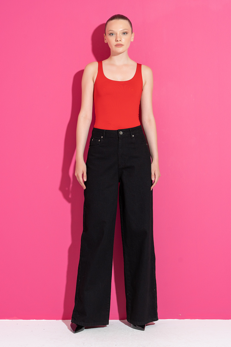 Round Neck Sleeveless Red Tank Top