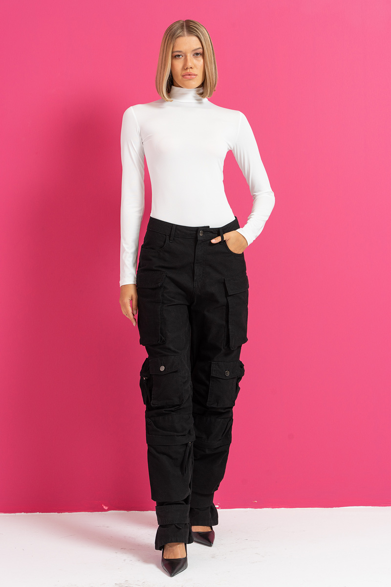 Offwhite Long Sleeve Mock Neck Top