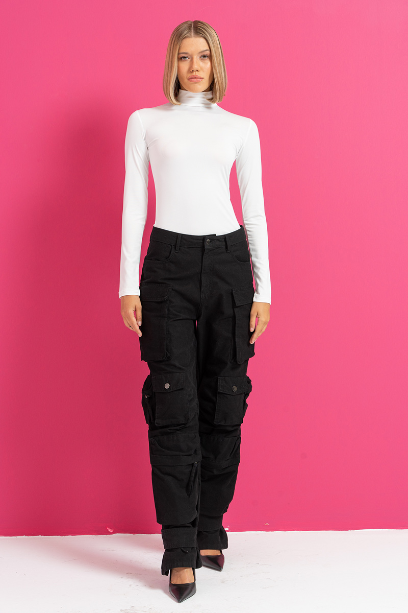 Offwhite Long Sleeve Mock Neck Top