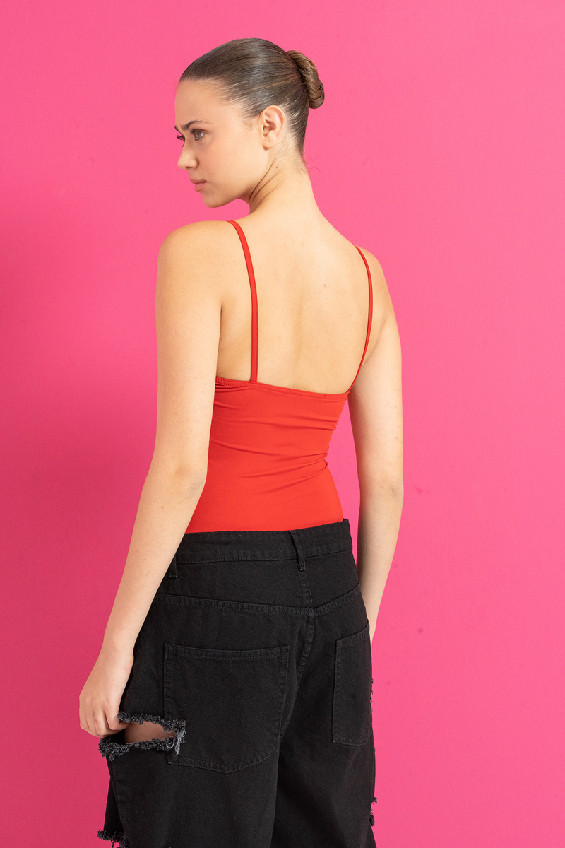 Red Deep V-Neck Cami