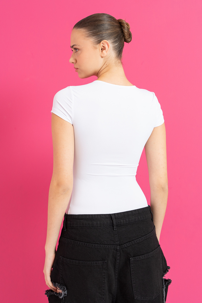 Basic V Neck Top in White