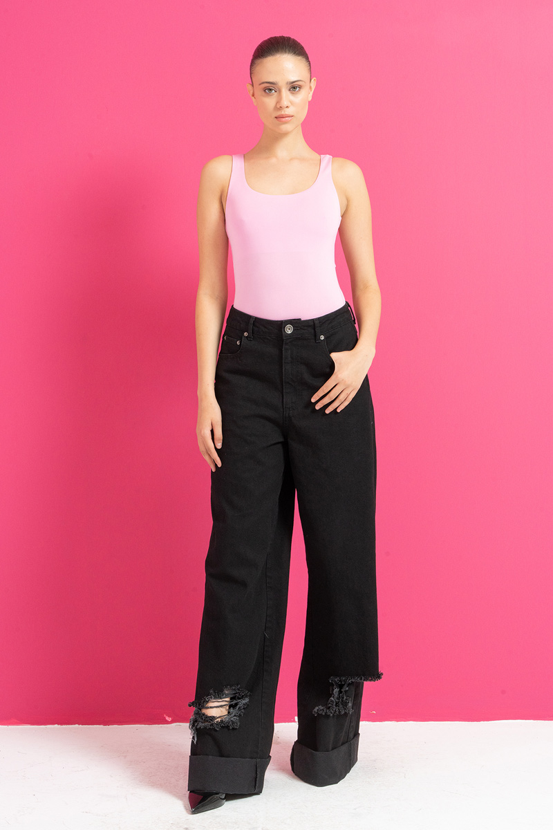 Round Neck Sleeveless New Pink Tank Top