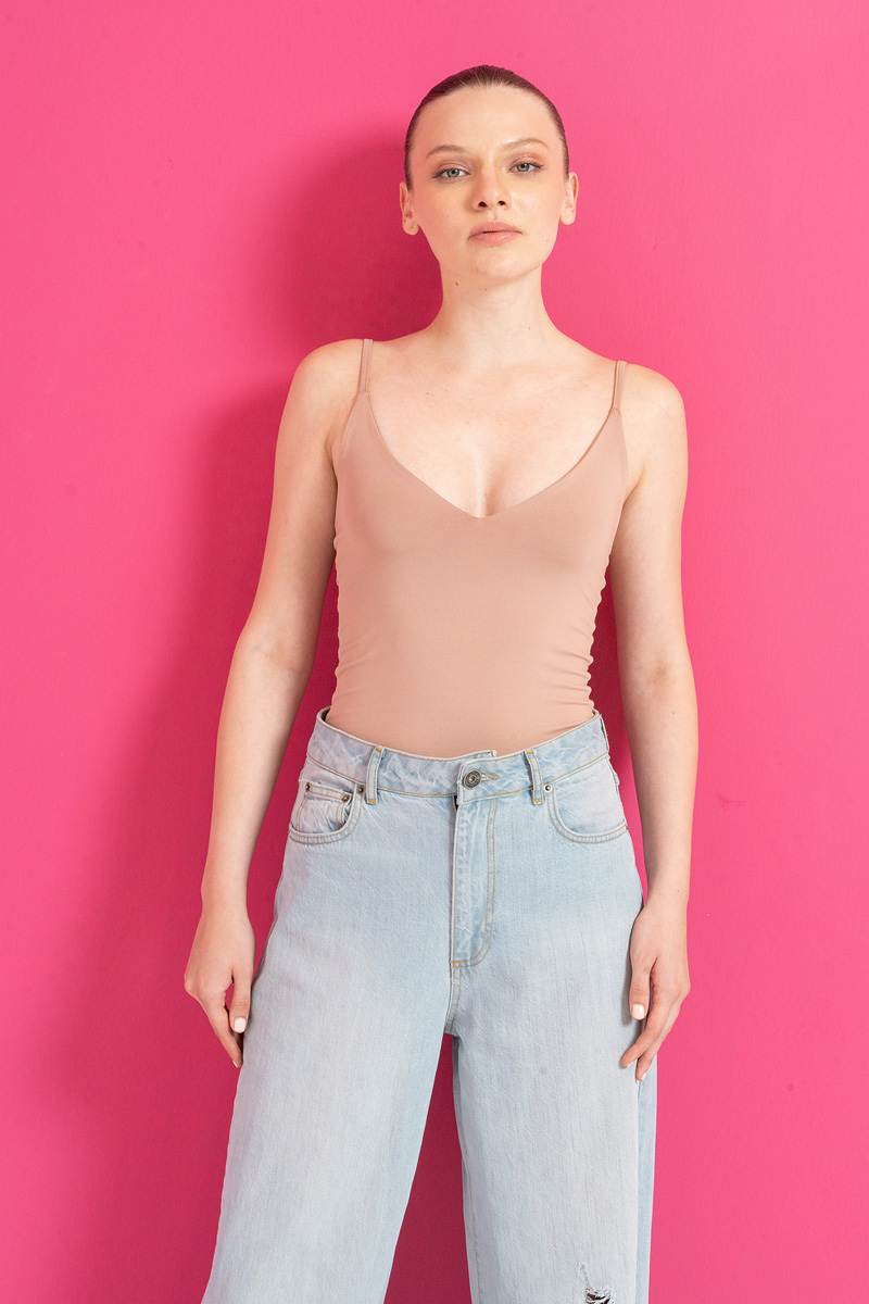 Caramel Deep V-Neck Cami