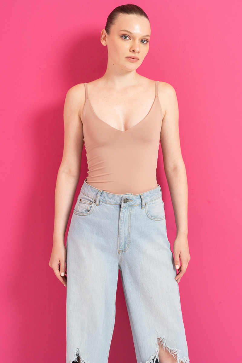 Caramel Deep V-Neck Cami