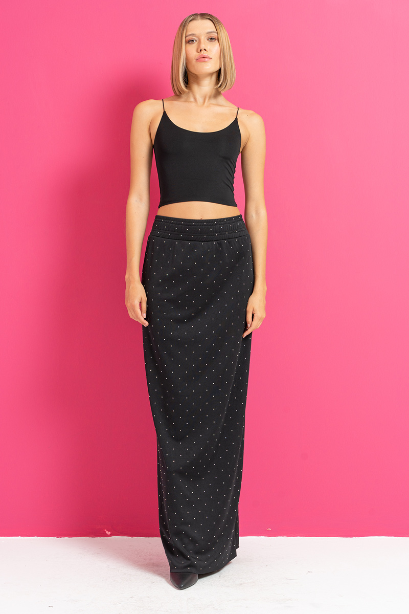 Black Spaghetti Strap Cropped Cami