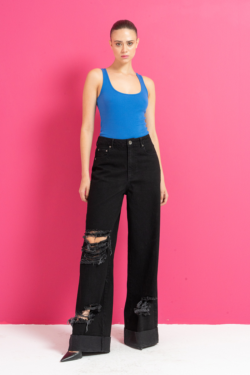 Round Neck Sleeveless Cobalt Blouse