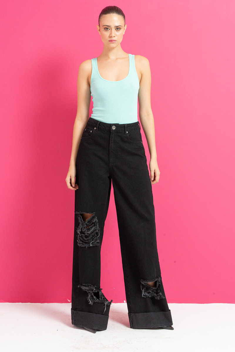 Round Neck Sleeveless Mint Blouse