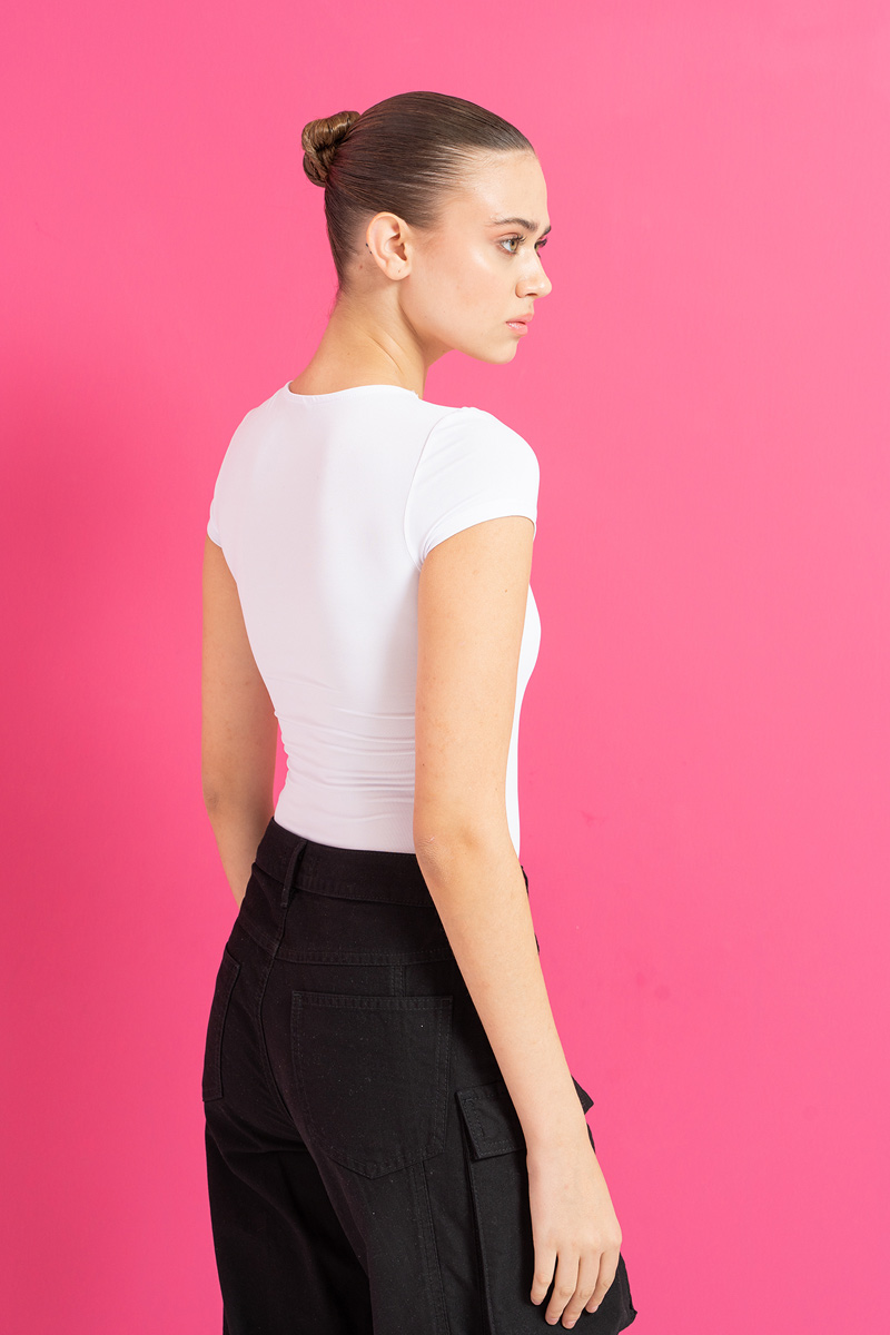 Basic V Neck Top in White
