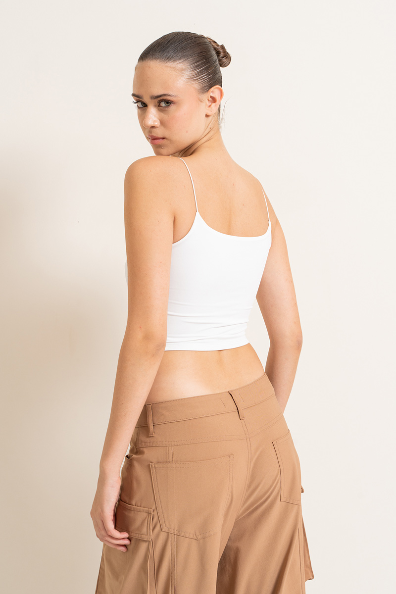 Offwhite Spaghetti Strap Cropped Cami