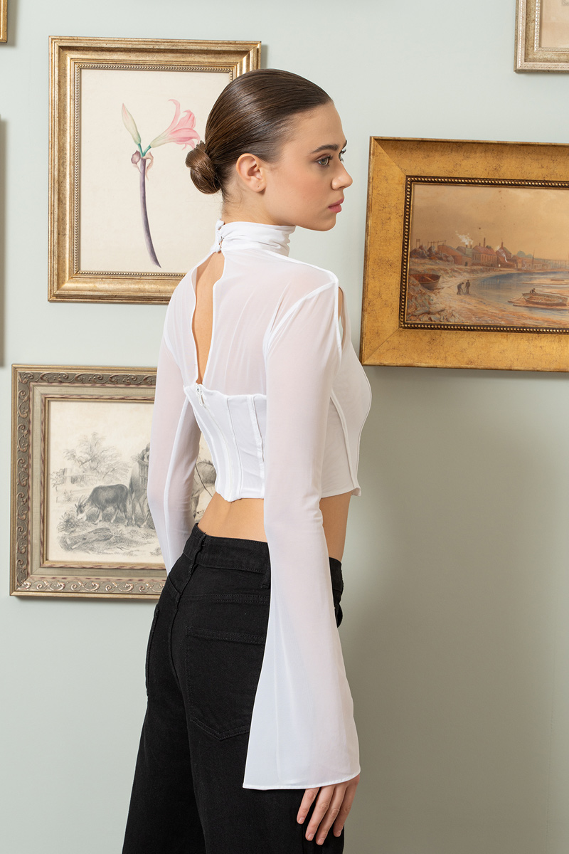 Off white Mini Tül Büstiyer