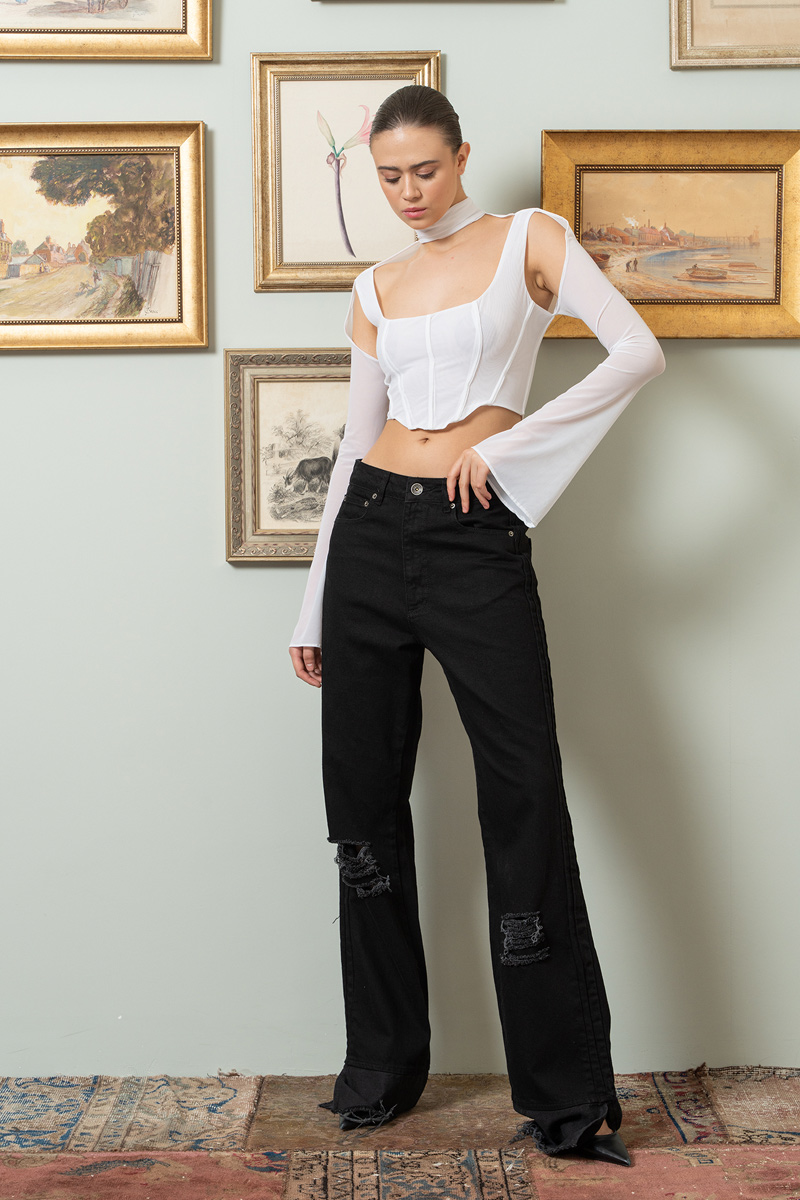 Off white Mini Tül Büstiyer