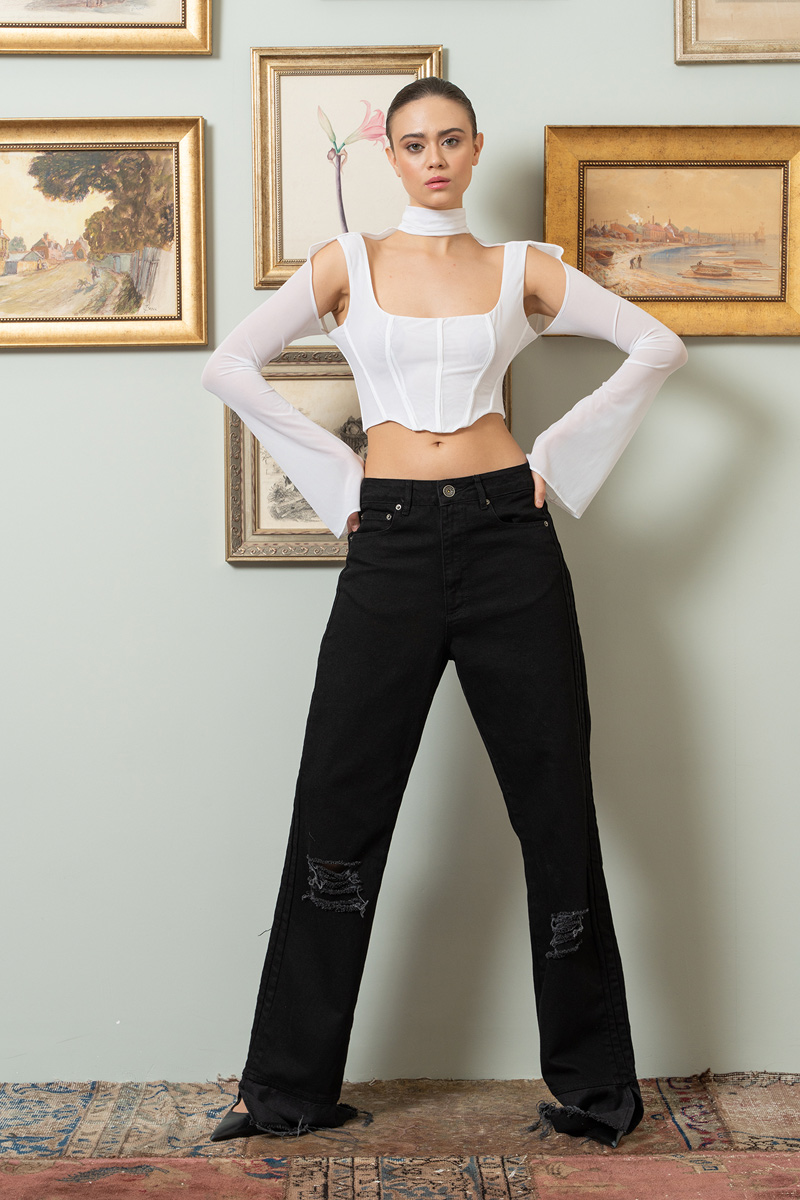 Off white Mini Tül Büstiyer