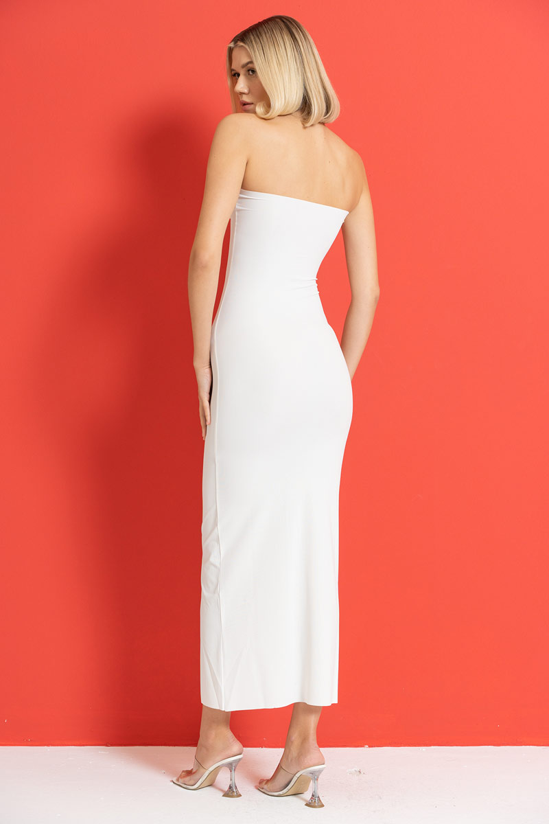 Strapless Long Cami Slip Offwhite Dress