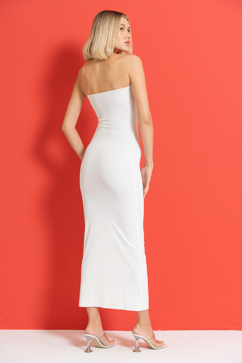 Strapless Long Cami Slip Offwhite Dress