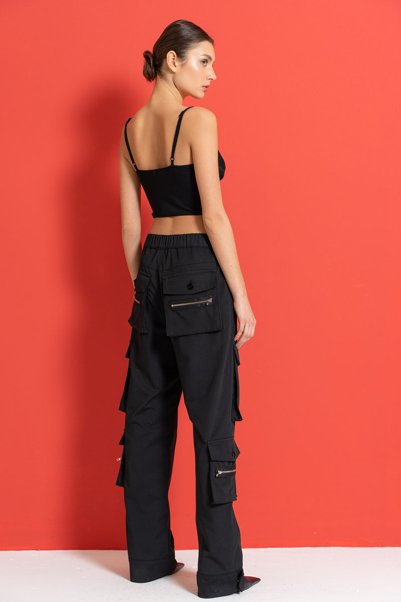 Siyah Askılı Dantel Bluz