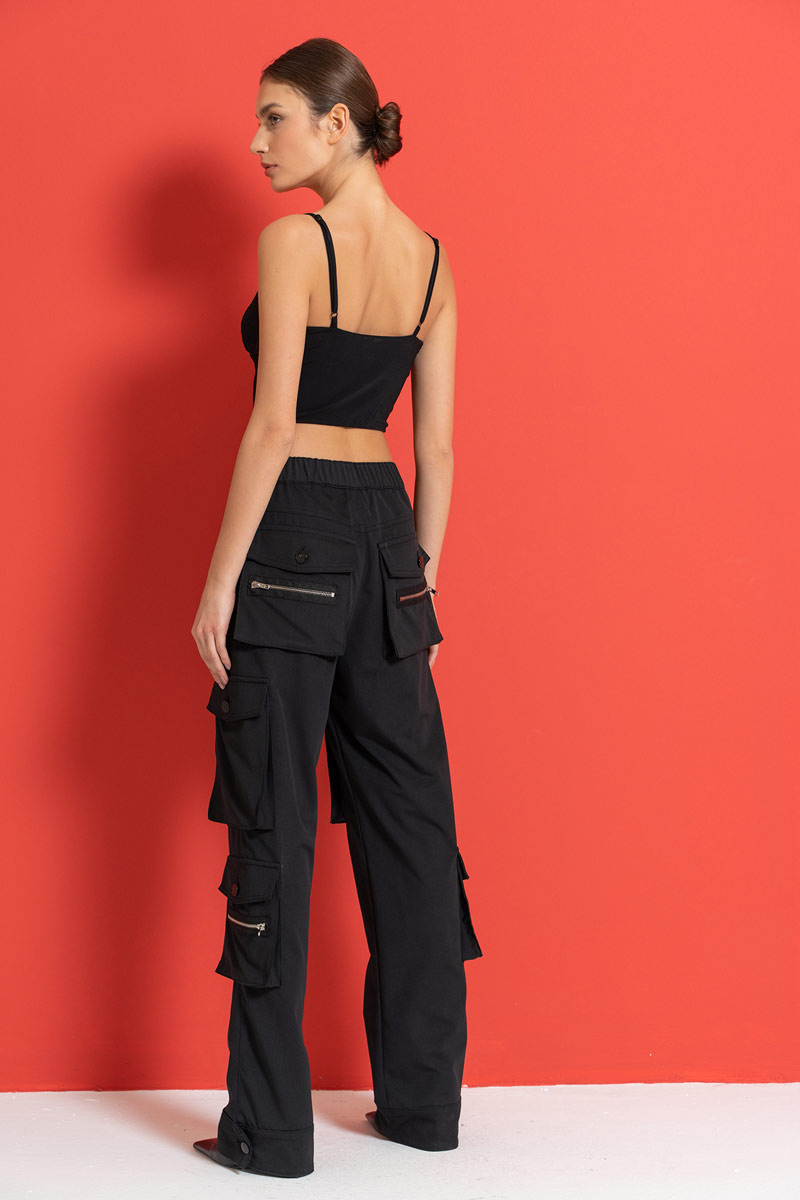 Siyah Askılı Dantel Bluz