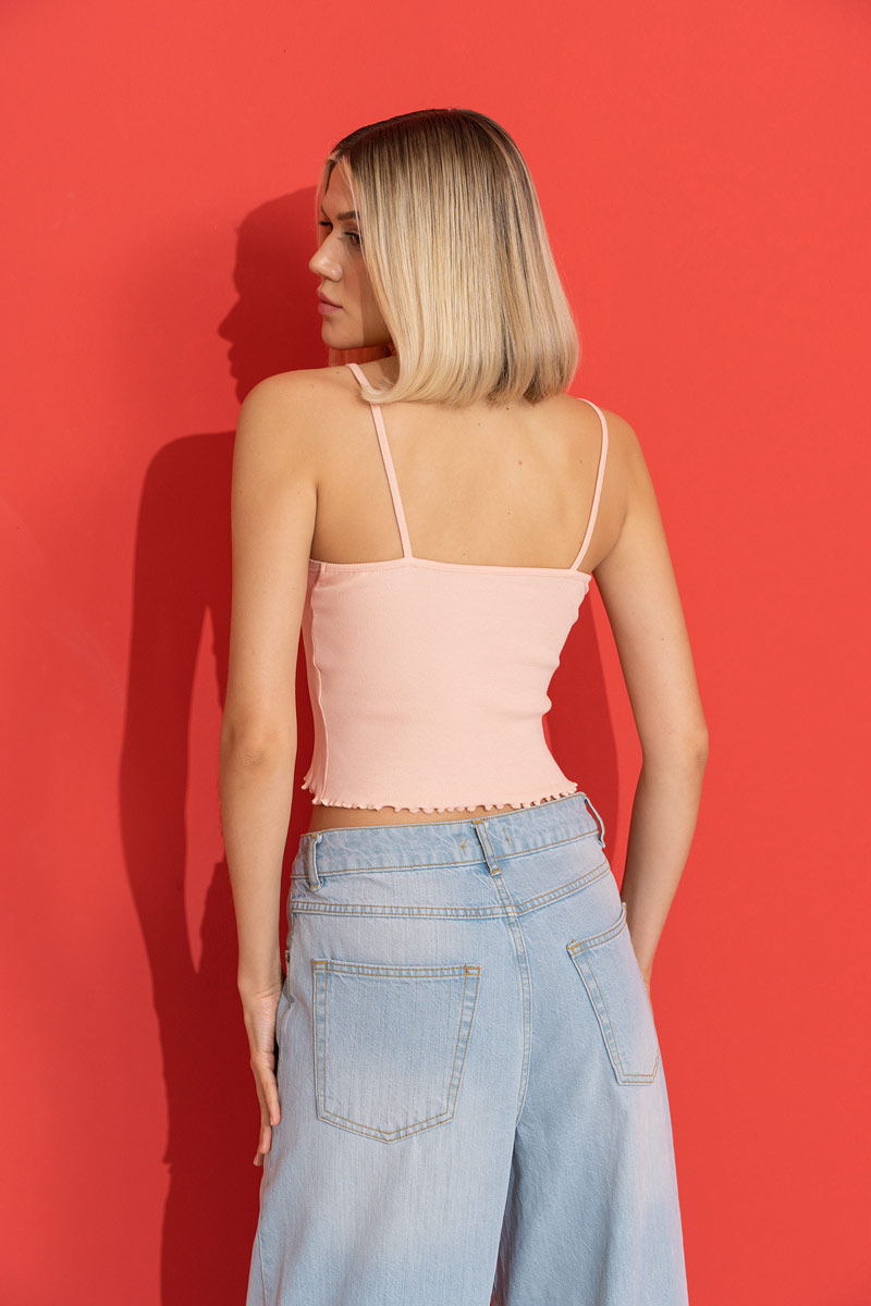 Powder Ruffle-Trim Crop Cami