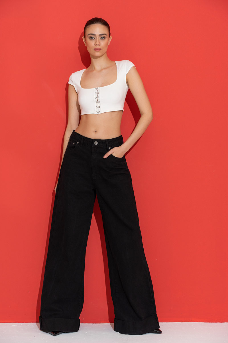 Offwhite Hook-And-Eye Crop Top