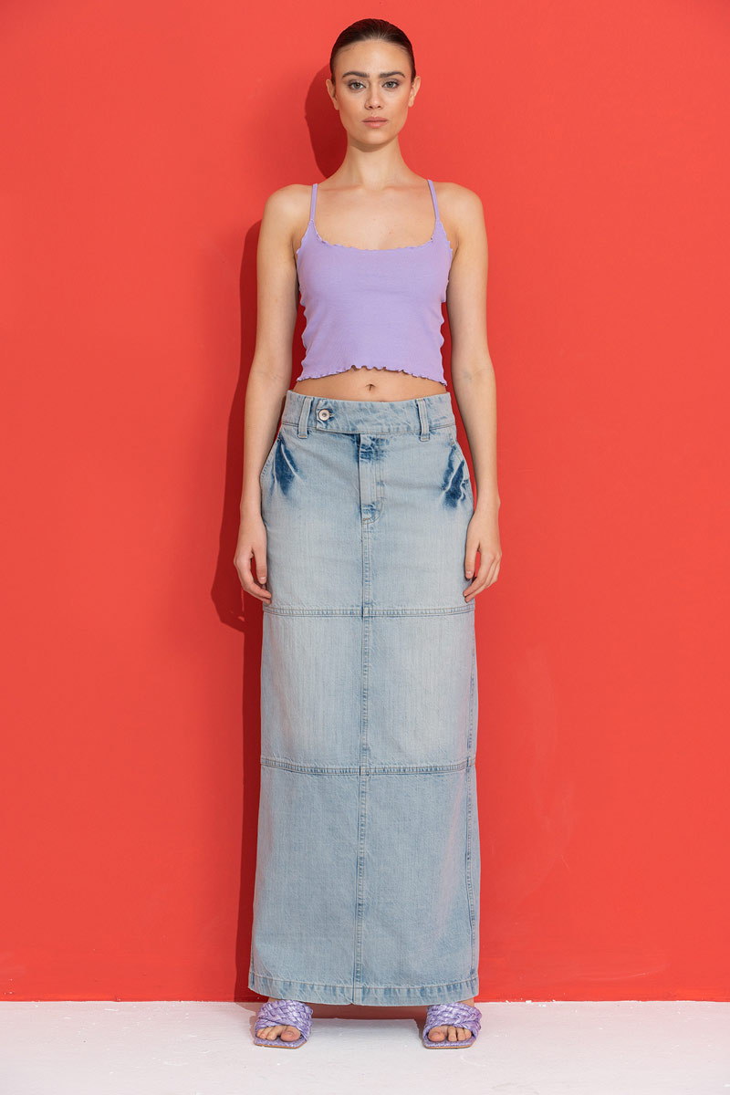 New Lilac Ruffle-Trim Crop Cami