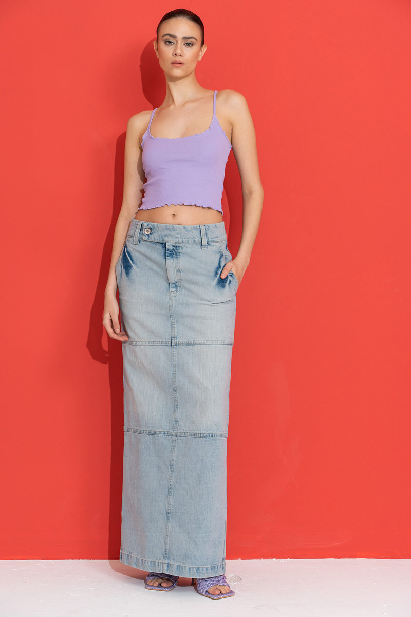 New Lilac Ruffle-Trim Crop Cami