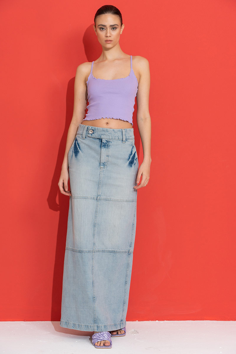 New Lilac Ruffle-Trim Crop Cami