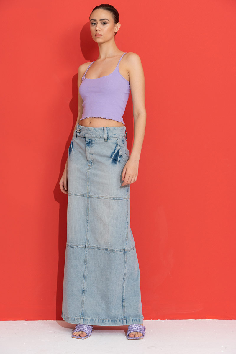 New Lilac Ruffle-Trim Crop Cami