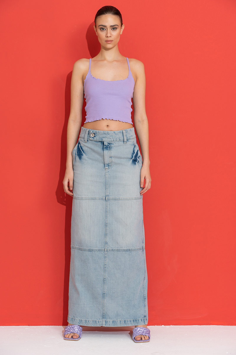 New Lilac Ruffle-Trim Crop Cami