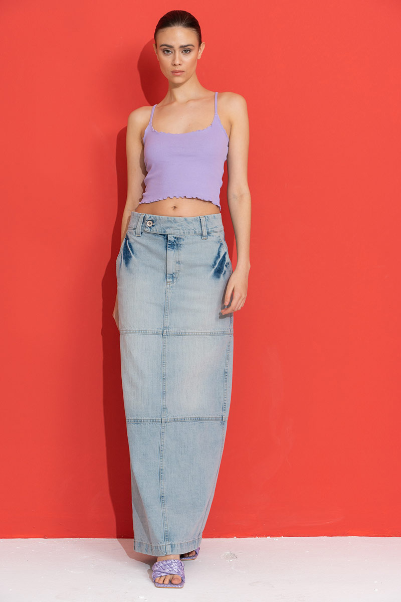 New Lilac Ruffle-Trim Crop Cami