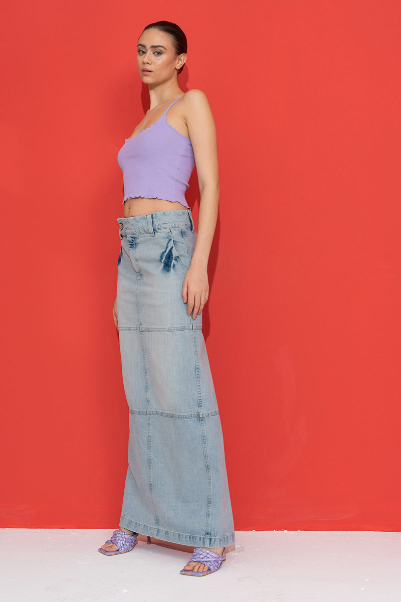 New Lilac Ruffle-Trim Crop Cami