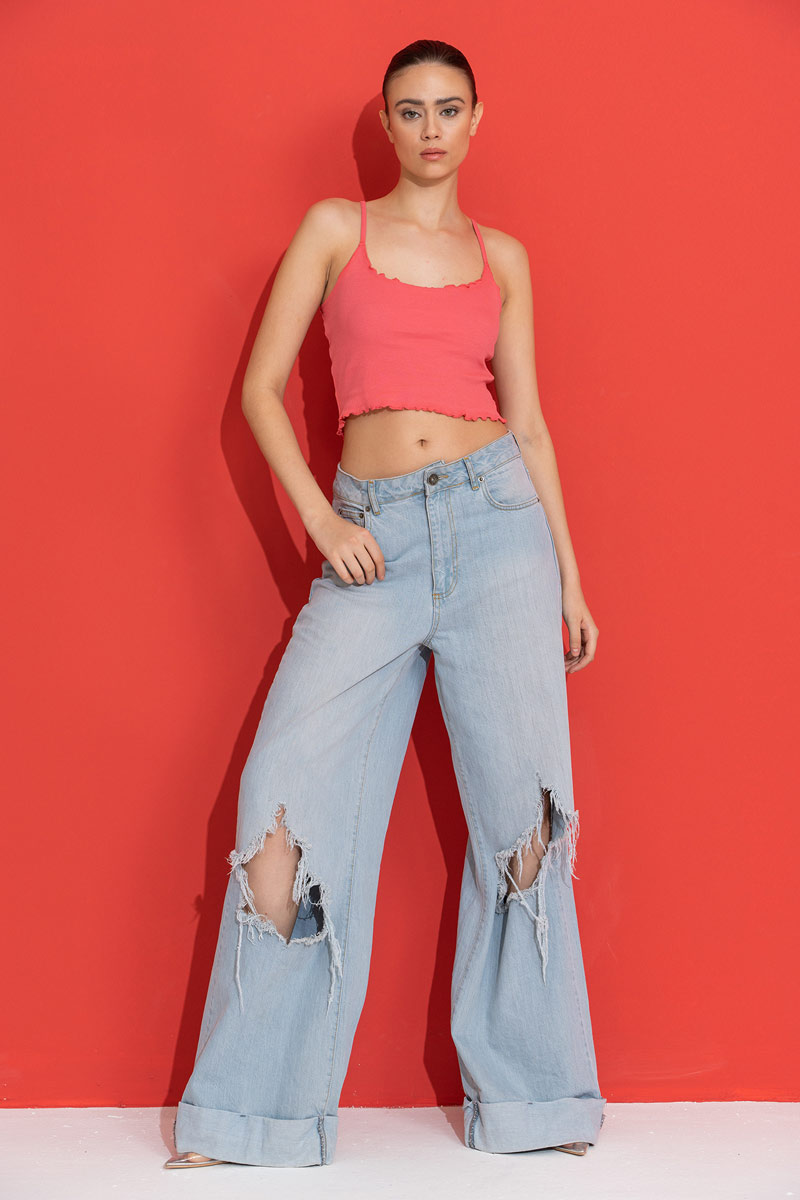 Mercan Ruffle-Trim Crop Cami