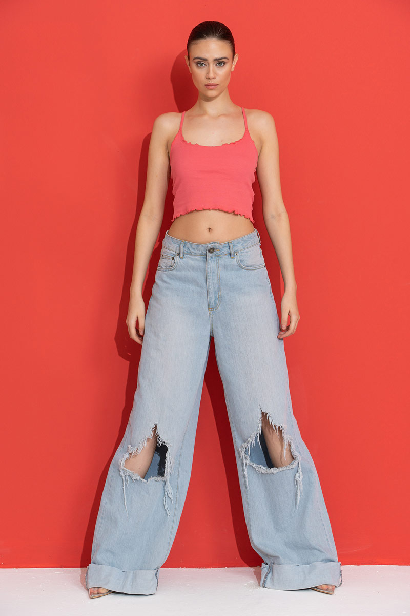 Mercan Ruffle-Trim Crop Cami