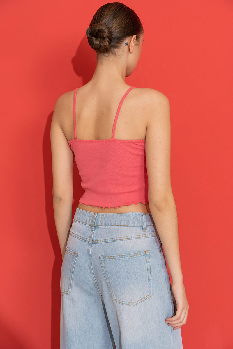 Mercan Ruffle-Trim Crop Cami