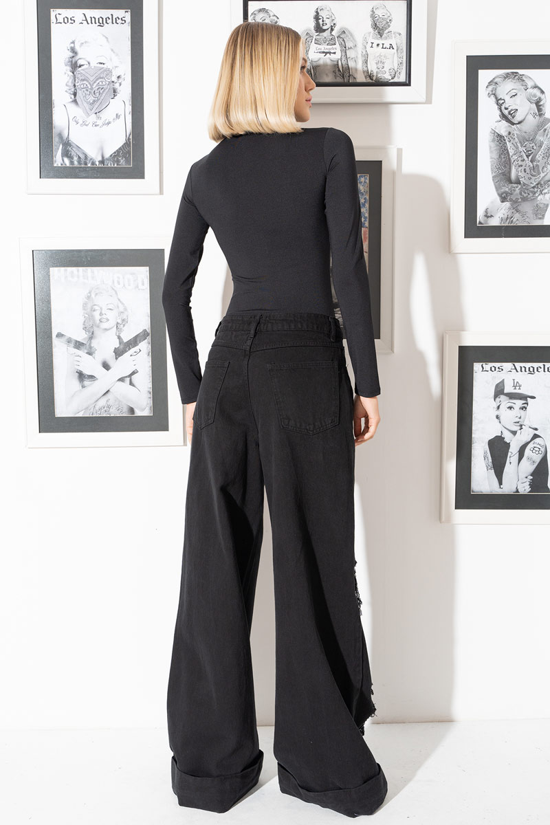 Black Long Sleeve Mock Neck Top