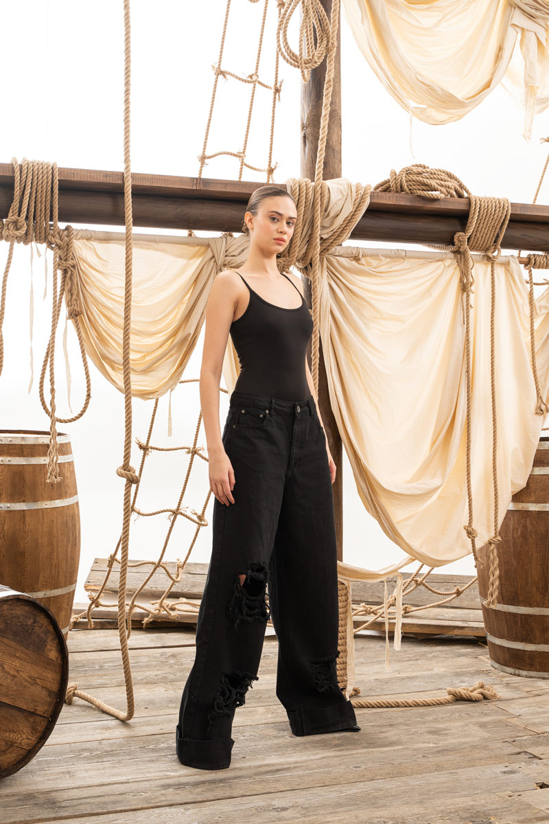 Spaghetti Straps Black Tank Top
