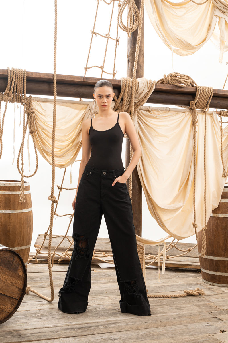 Spaghetti Straps Black Tank Top