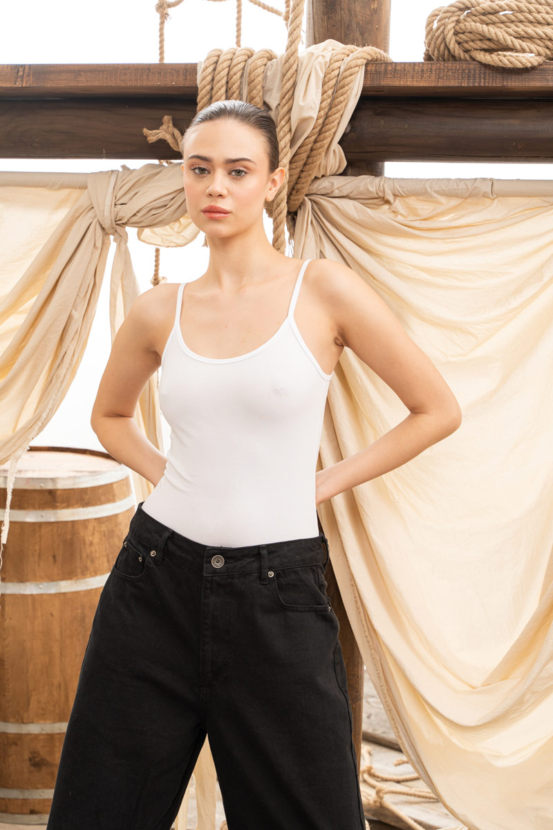 Spaghetti Straps White Tank Top