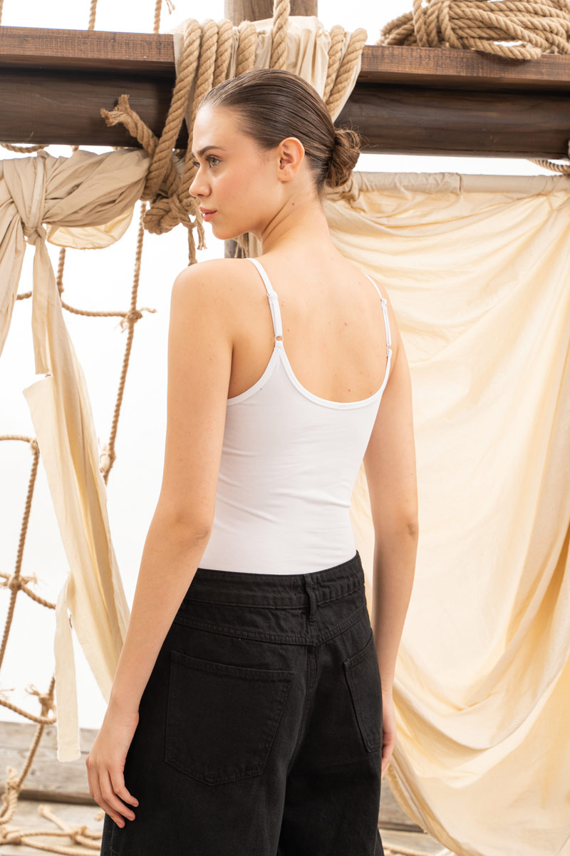 Spaghetti Straps White Tank Top
