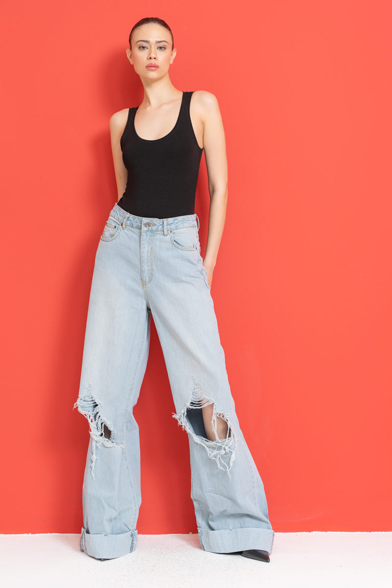 Black Cotton U-Neck Tank Top