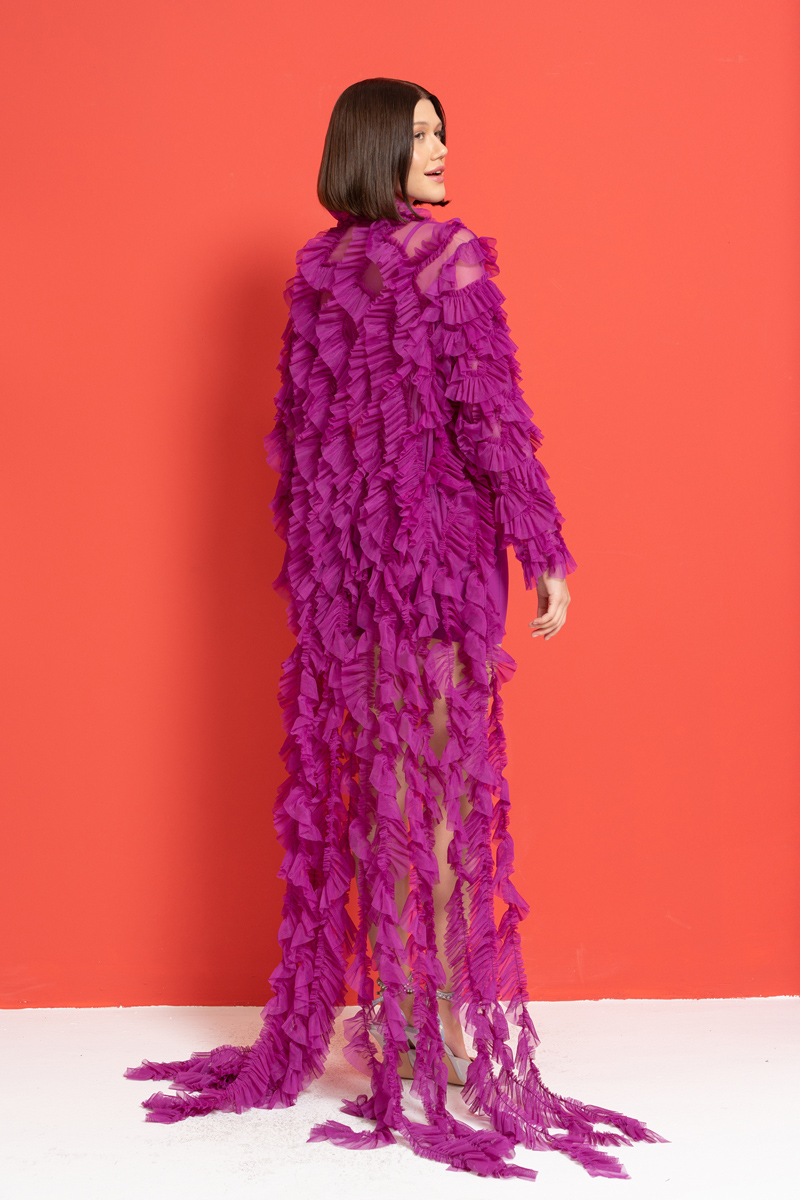 Magenta Yuvarlak Çiçek Büstiyer