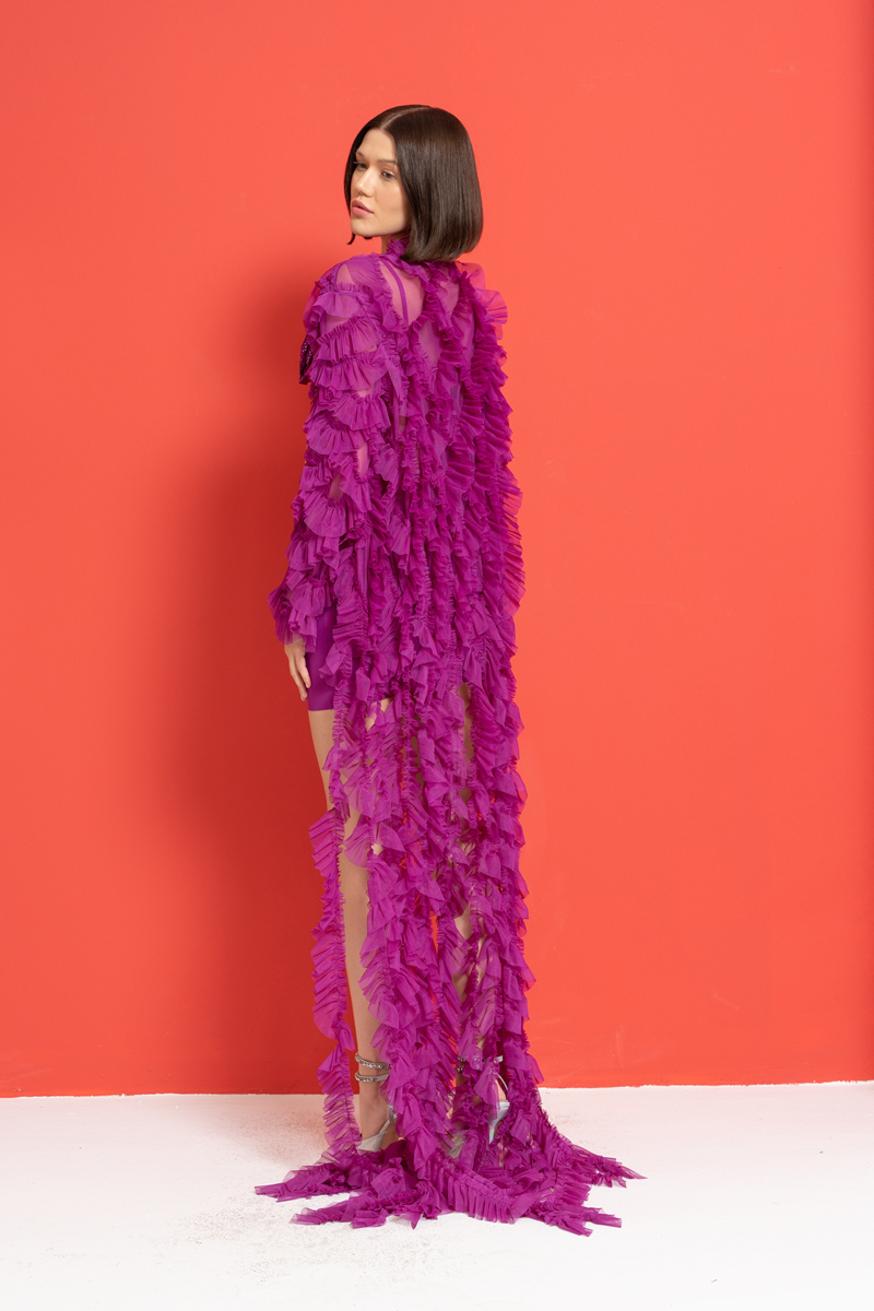 Magenta Yuvarlak Çiçek Büstiyer