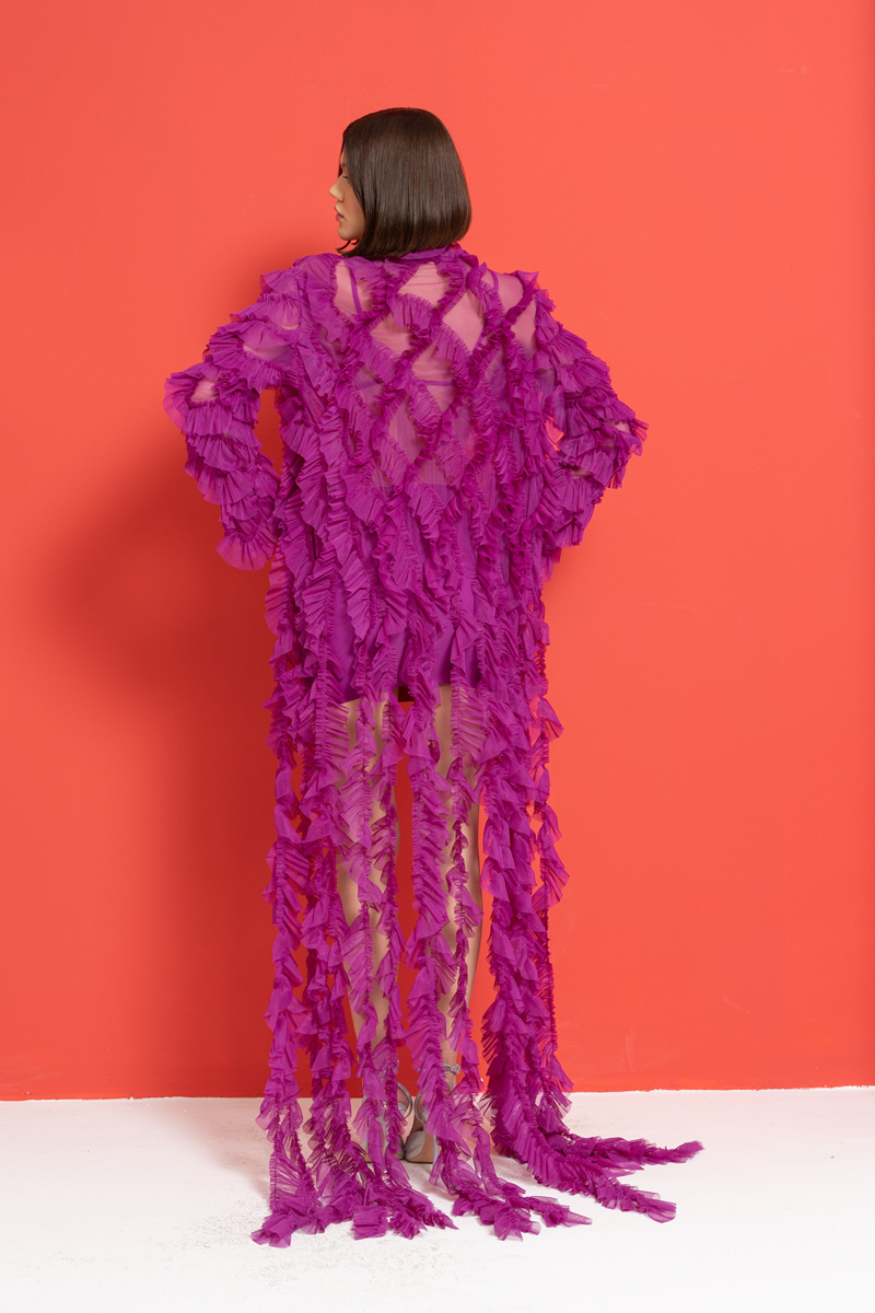 Magenta Yuvarlak Çiçek Büstiyer