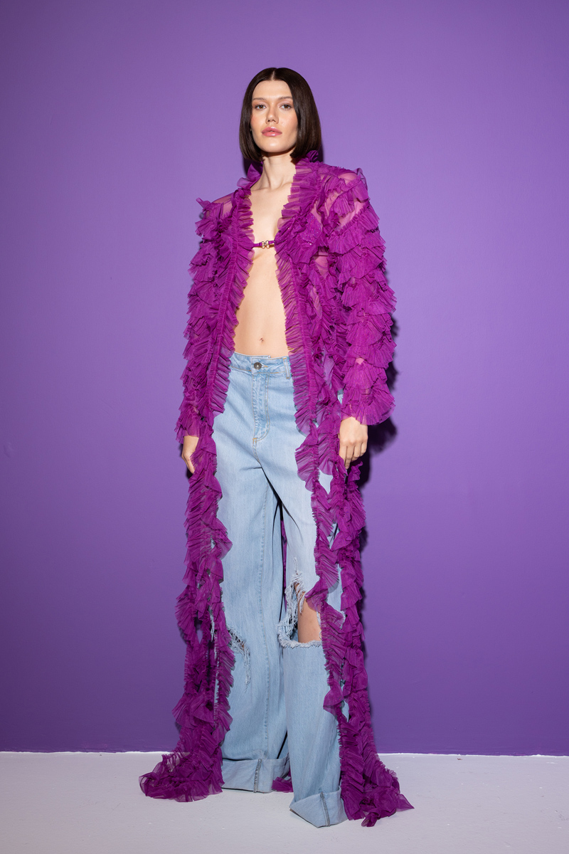 Magenta Yuvarlak Çiçek Büstiyer