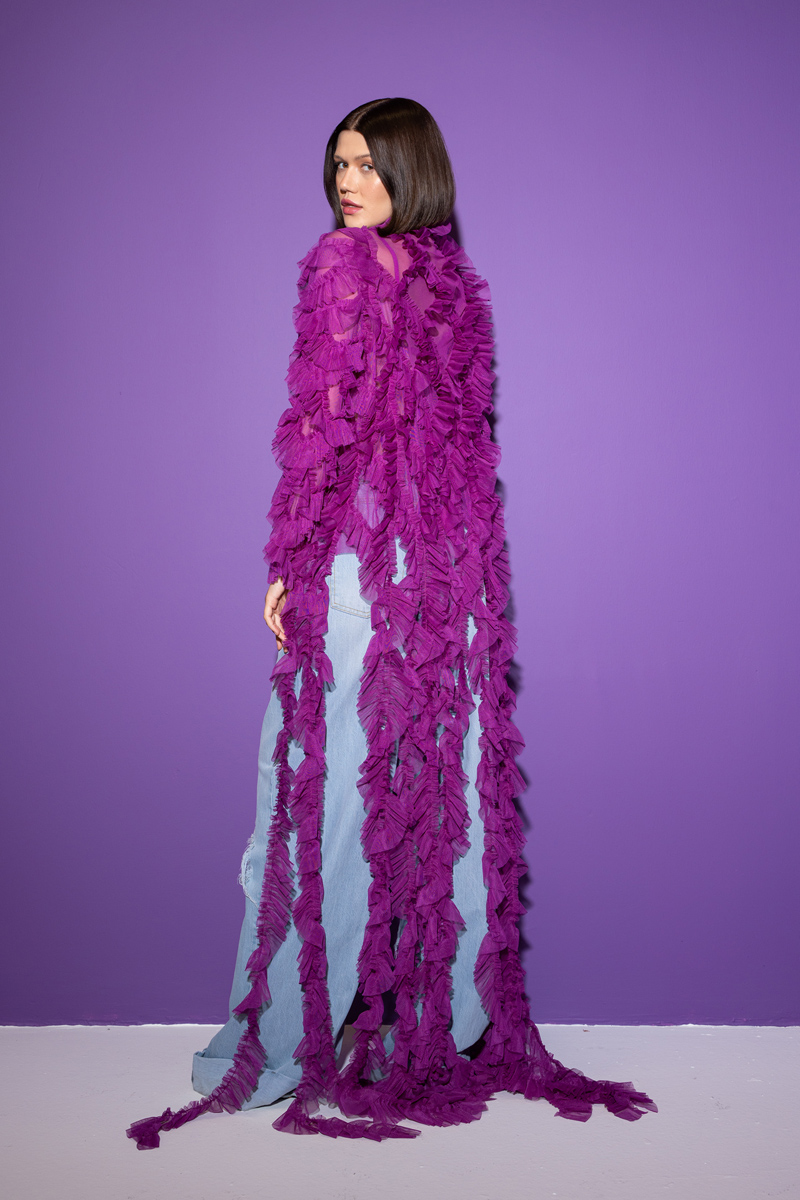 Magenta Yuvarlak Çiçek Büstiyer