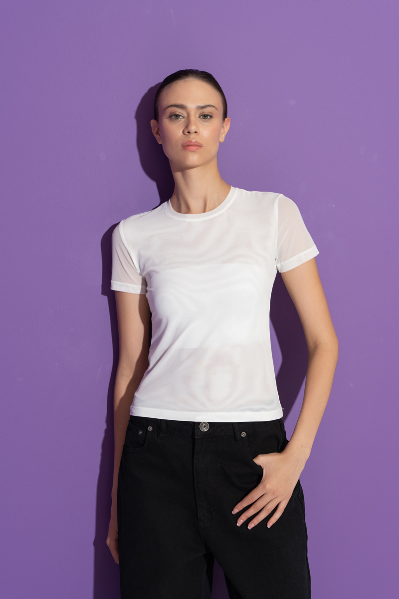Offwhite Crew Neck Short Sleeve Top