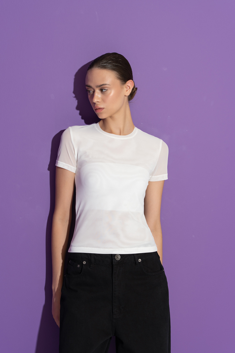 Offwhite Crew Neck Short Sleeve Top